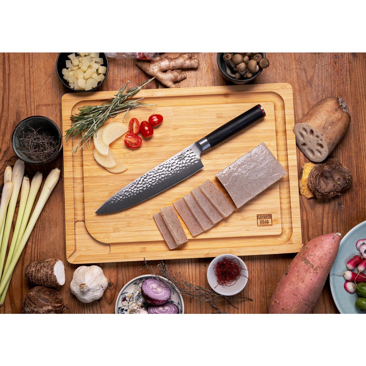 Gyuto (koksmes) met bamboe Saya en bamboedoos - 200 mm lemmet - DRIVURA™