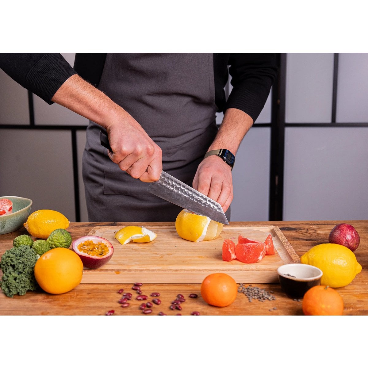Bunka Santoku met bamboe Saya en bamboedoos - 170 mm lemmet - DRIVURA™