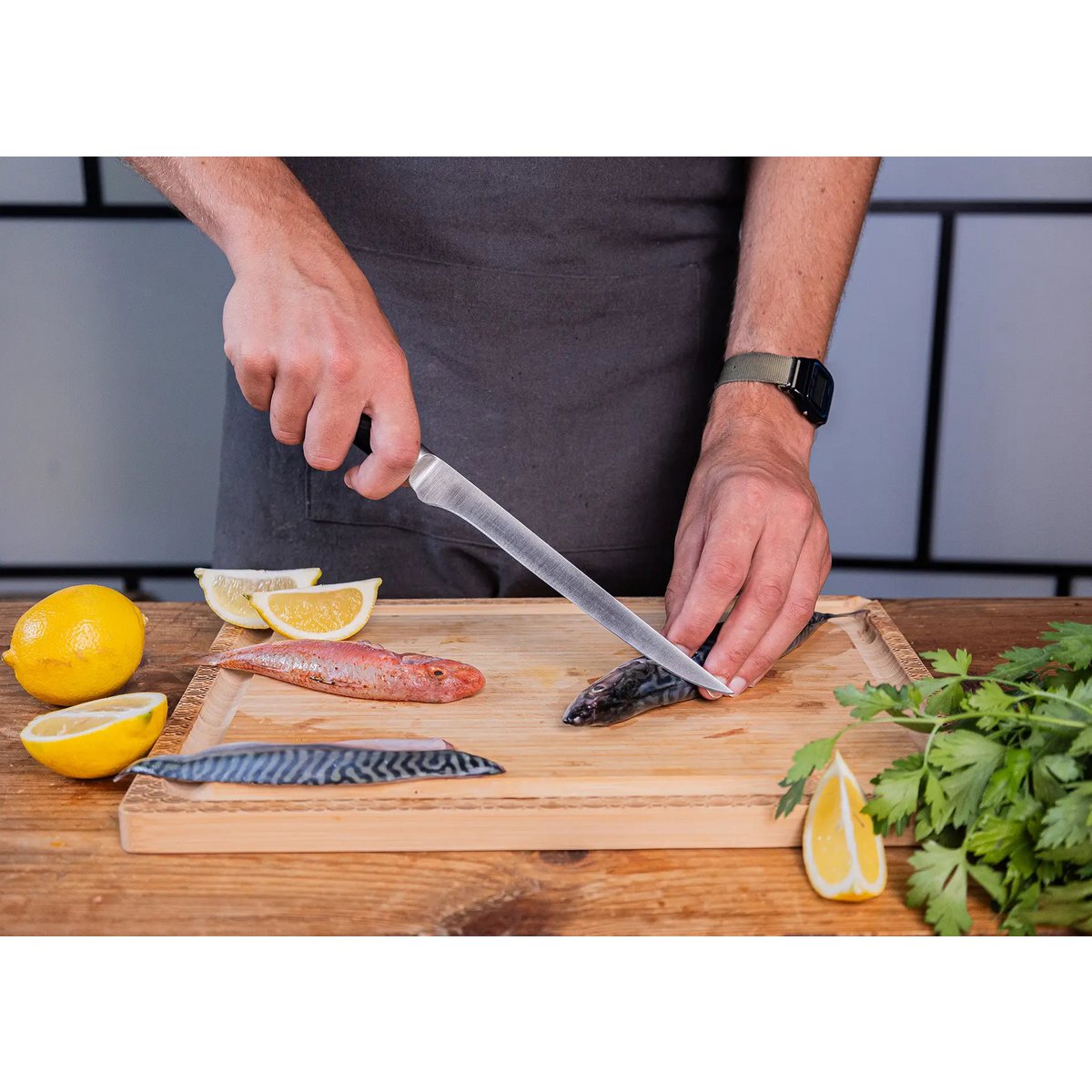 Flexibel fileermes met bamboe Saya en bamboe box - 200 mm lemmet - DRIVURA™